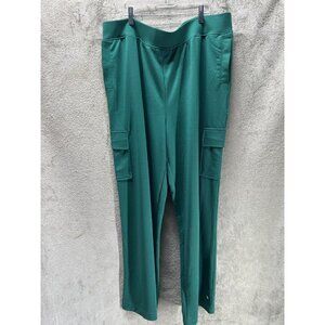 Cuddl Duds Women’s 1x Wide Leg Lounge Cargo Pants Green Lightweight Athleisure